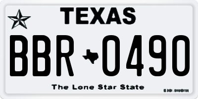 TX license plate BBR0490