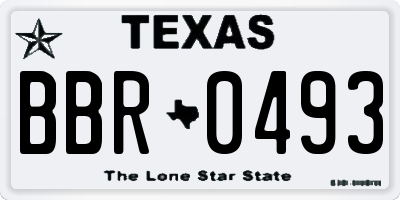 TX license plate BBR0493