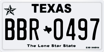 TX license plate BBR0497