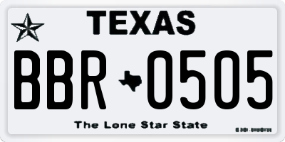 TX license plate BBR0505