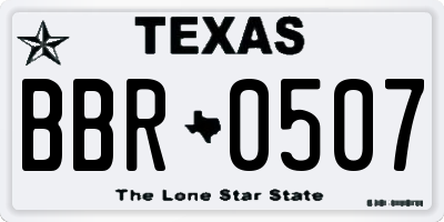 TX license plate BBR0507