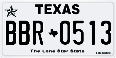 TX license plate BBR0513