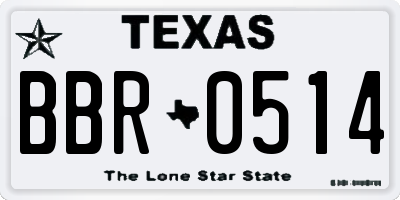 TX license plate BBR0514