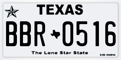 TX license plate BBR0516