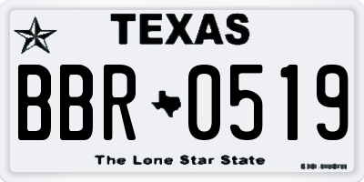 TX license plate BBR0519