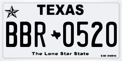 TX license plate BBR0520