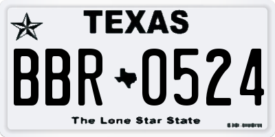 TX license plate BBR0524