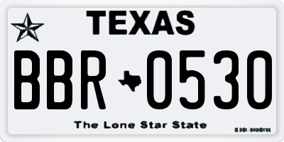 TX license plate BBR0530