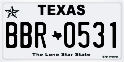TX license plate BBR0531