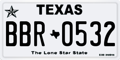 TX license plate BBR0532