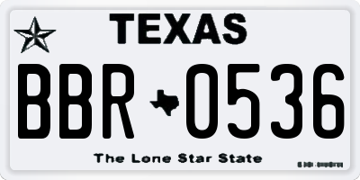 TX license plate BBR0536