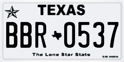 TX license plate BBR0537