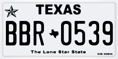TX license plate BBR0539