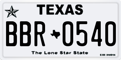 TX license plate BBR0540