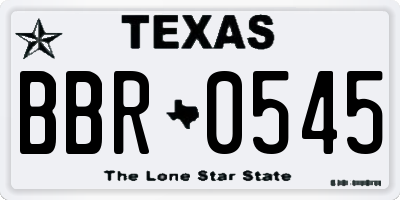 TX license plate BBR0545