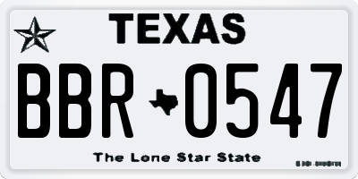 TX license plate BBR0547