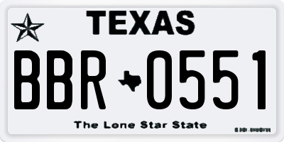 TX license plate BBR0551