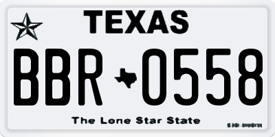 TX license plate BBR0558