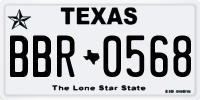 TX license plate BBR0568
