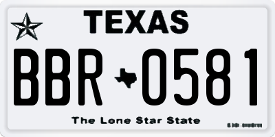 TX license plate BBR0581