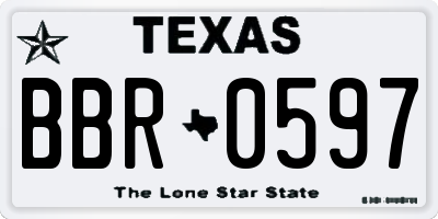 TX license plate BBR0597