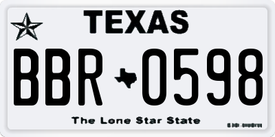 TX license plate BBR0598