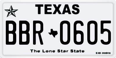 TX license plate BBR0605
