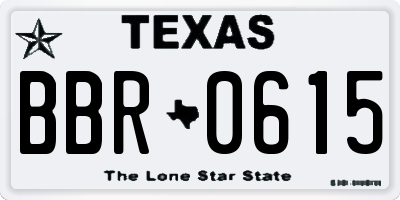 TX license plate BBR0615