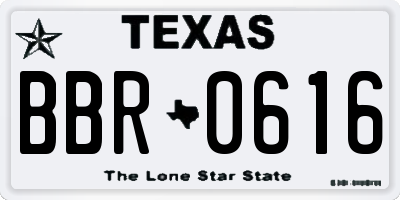 TX license plate BBR0616