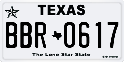 TX license plate BBR0617