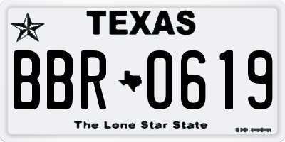 TX license plate BBR0619