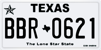 TX license plate BBR0621