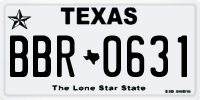 TX license plate BBR0631
