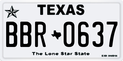 TX license plate BBR0637