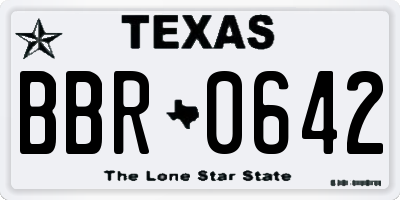 TX license plate BBR0642