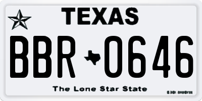TX license plate BBR0646