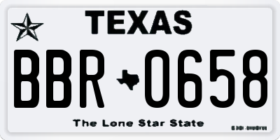 TX license plate BBR0658