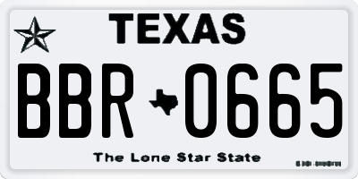 TX license plate BBR0665