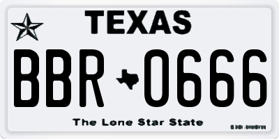 TX license plate BBR0666