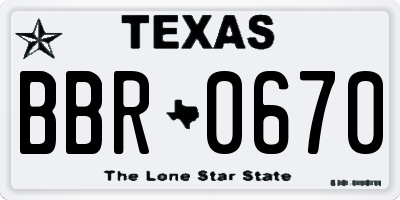 TX license plate BBR0670