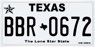 TX license plate BBR0672
