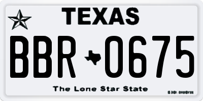 TX license plate BBR0675
