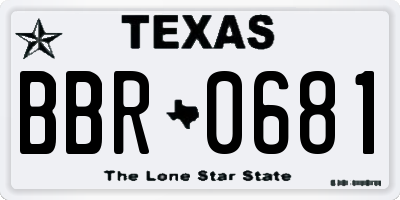 TX license plate BBR0681