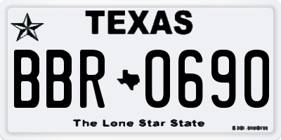 TX license plate BBR0690