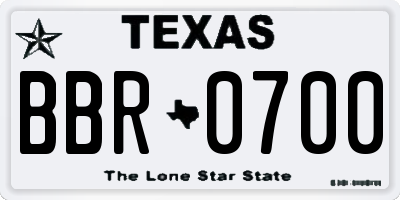 TX license plate BBR0700