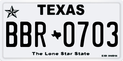 TX license plate BBR0703