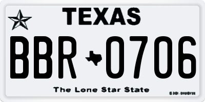 TX license plate BBR0706