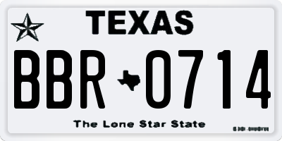 TX license plate BBR0714