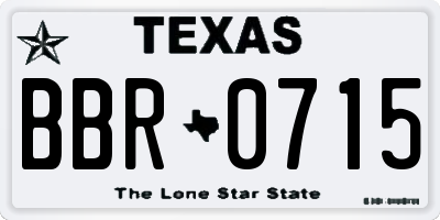 TX license plate BBR0715