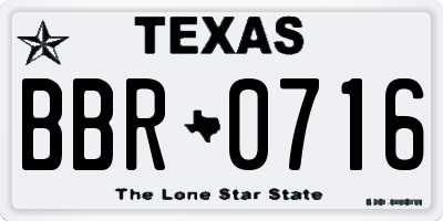 TX license plate BBR0716